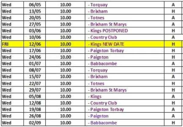 W division fixture list